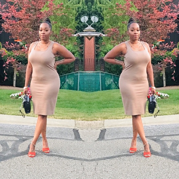 MOCHA TANK TOP MIDI DRESS - Picture 2 of 6